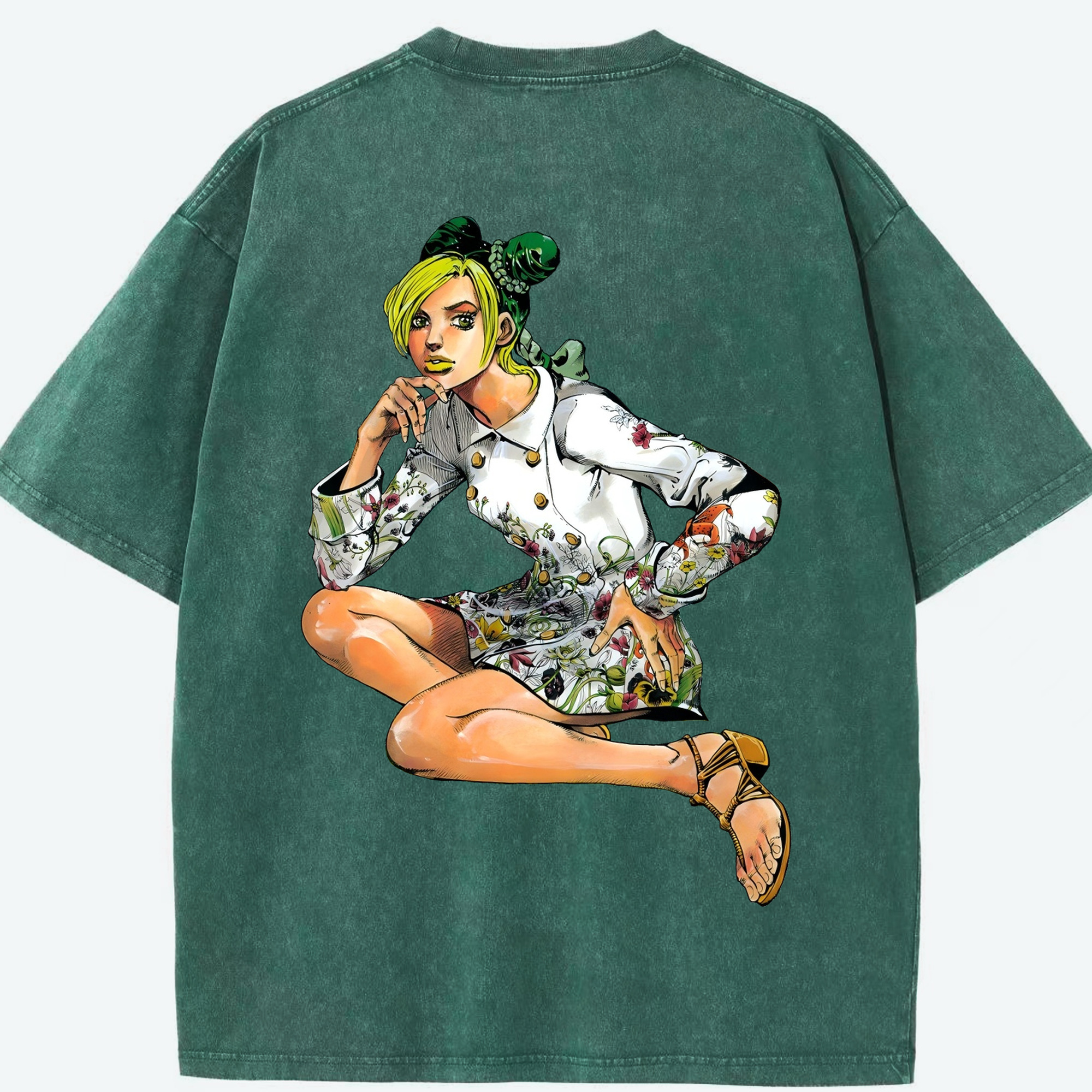 （画像用） "ジョジョの奇妙な冒険 くうじょう ジョリーン JoJo's Bizarre Adventure Jolyne Cujoh " 綿100% ヴィンテージ風 半袖Tシャツ（背面プリント）